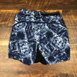 Lululemon 6" Surge Shorts Blue City Grid Print Sho